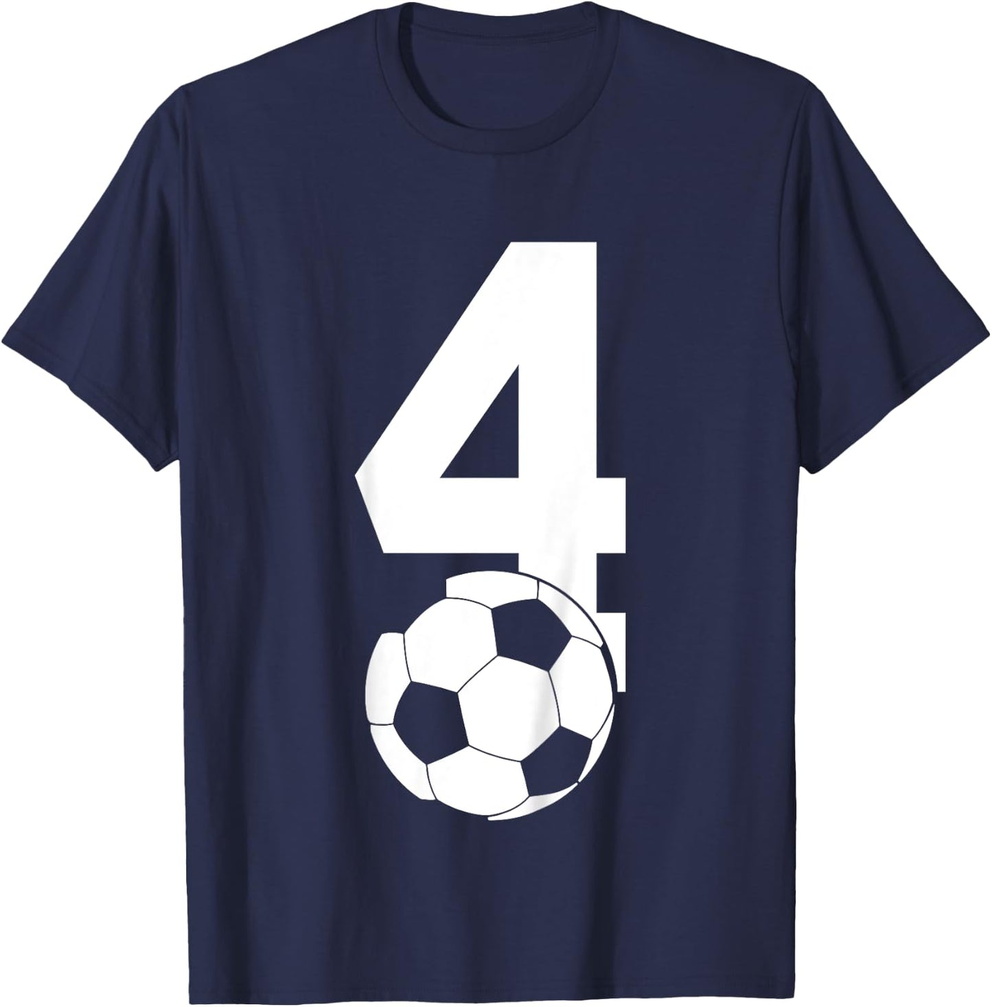 Kids NUMBER 4 YEARS SOCCER 4TH BIRTHDAY T-Shirt - T-Shirt | Navy