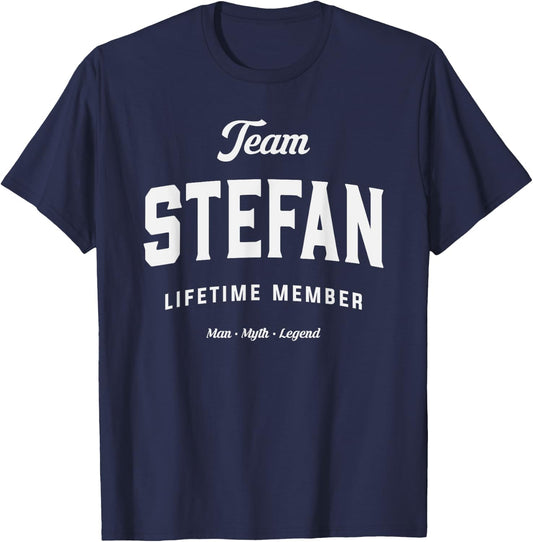Team Stefan Lifetime Member Funny Name Stefan T-Shirt - T-Shirt | Navy