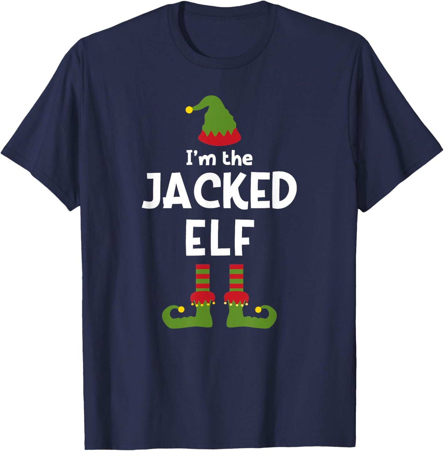Fitness Elf Weight Lifting Christmas Party Pajamas T-Shirt - T-Shirt | Navy
