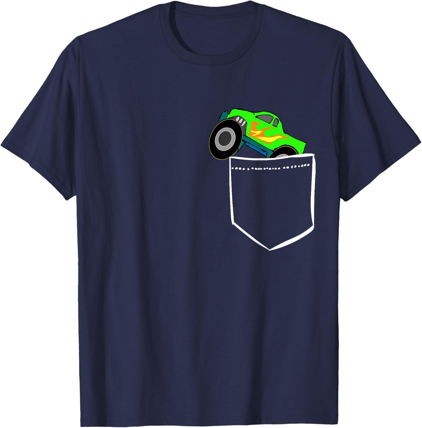 Monsters Truck Pocket Racing Big Cars Gifts T-Shirt - T-Shirt | Navy