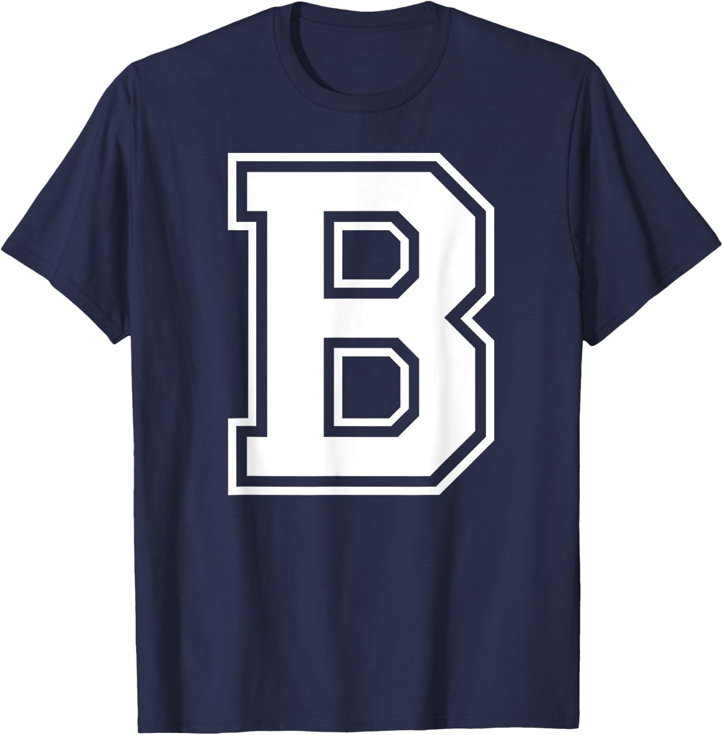 Letter B Capital Alphabet College Varsity Monogram Club T-Shirt - T-Shirt | Navy