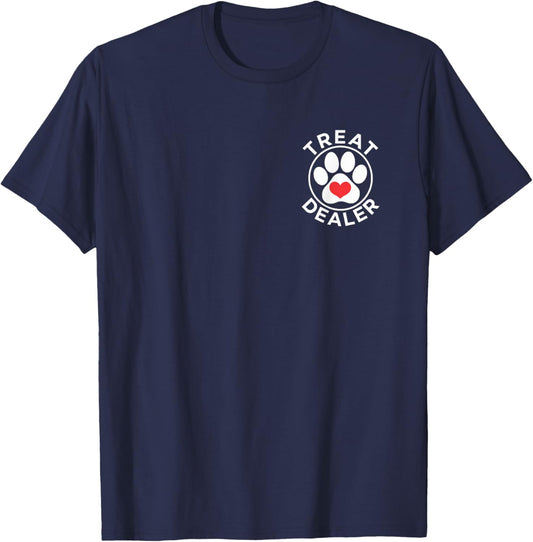 Treat Dealer Dog Lover gifts Minimal Paw Print Pet Owner T-Shirt - T-Shirt | Navy