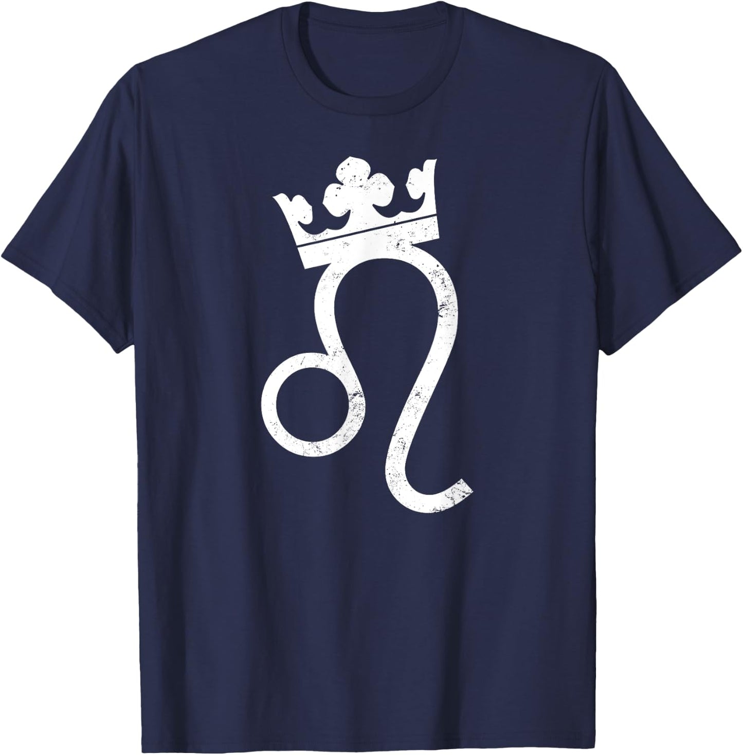 Leo Zodiac Design | King Crown Gift T-Shirt - T-Shirt | Navy