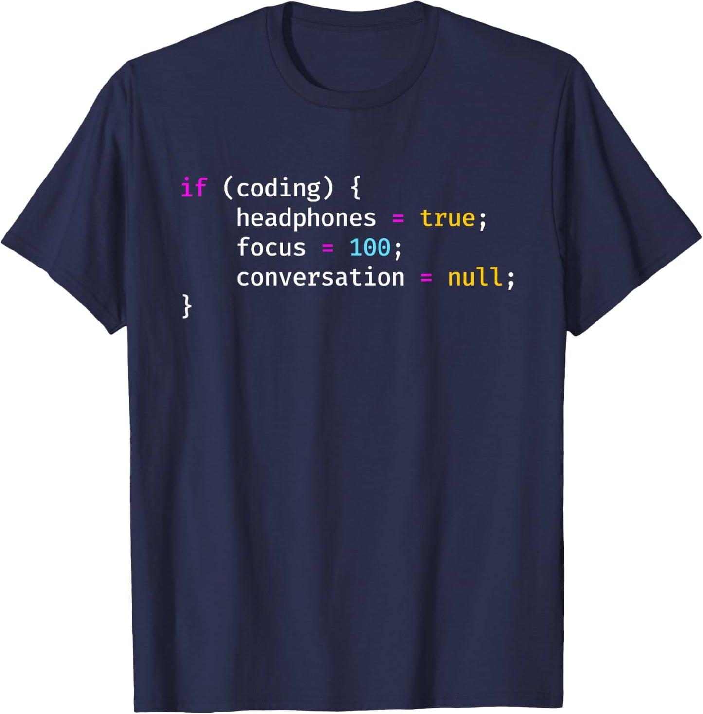 Funny Joke Programming If Coding Headphones Focus T-Shirt - T-Shirt | Navy
