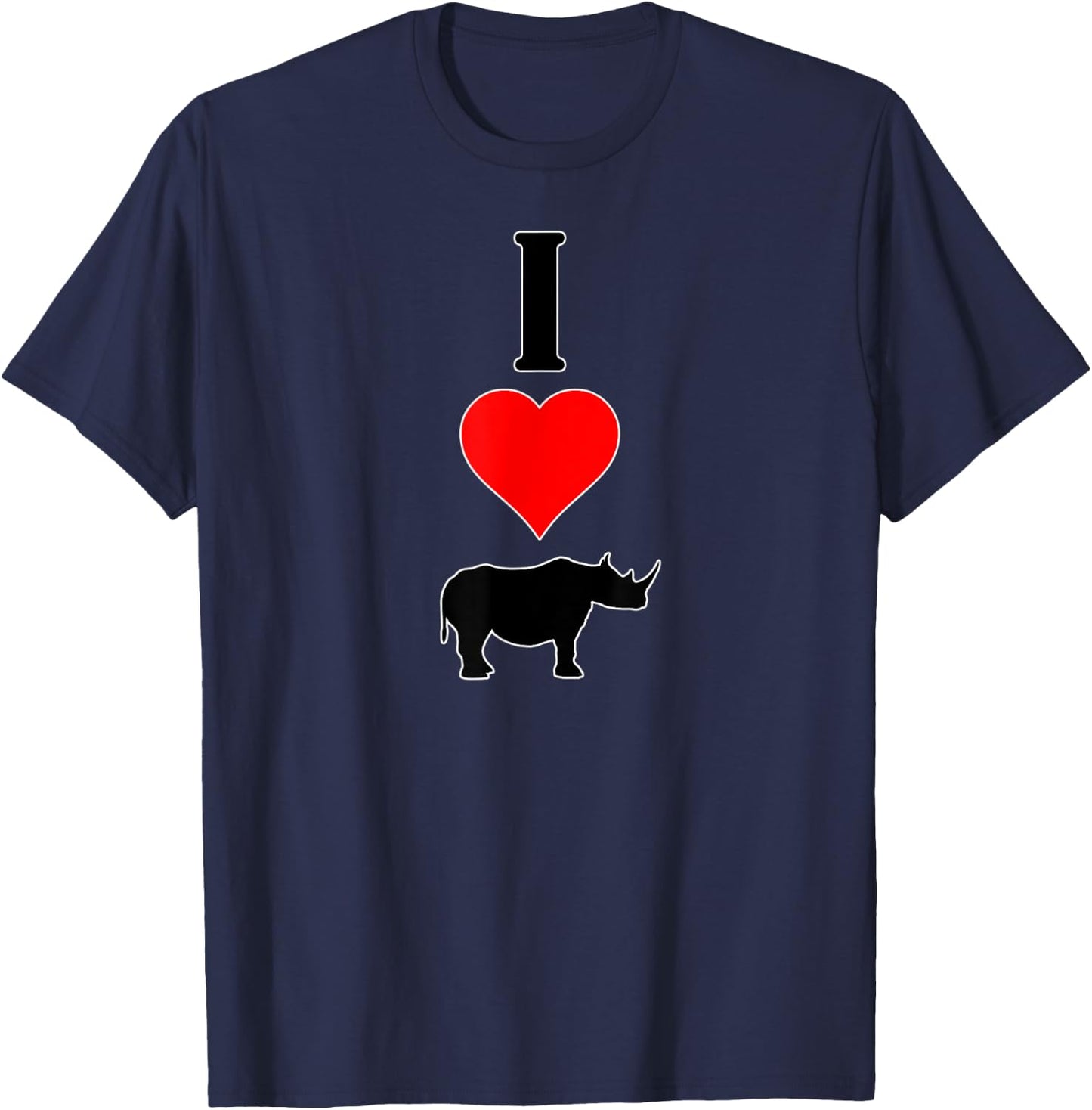 I Love (Heart) Rhinos Endangered Animals Rhinoceros T-Shirt - T-Shirt | Navy