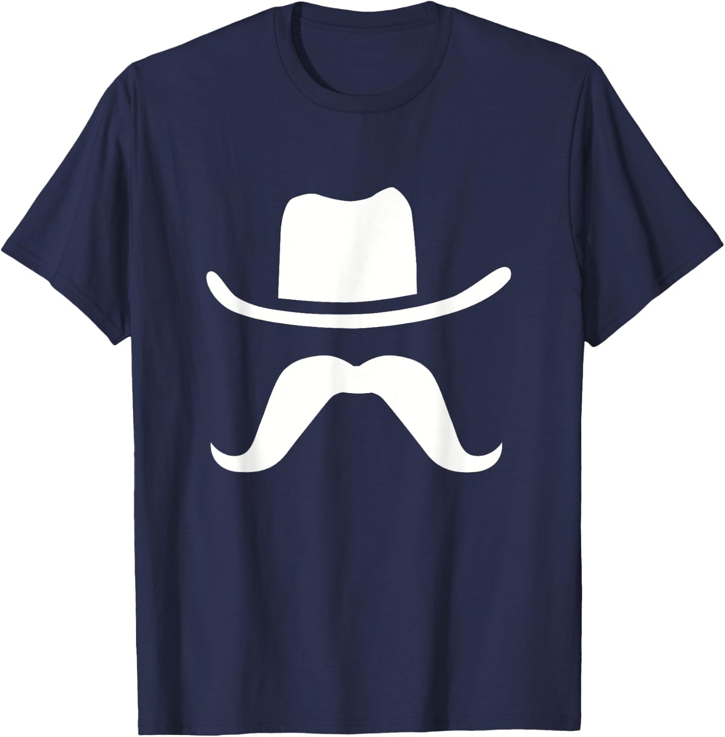 Cowboy Hat & Mustache Funny Silhouette Dark T-Shirt - T-Shirt | Navy