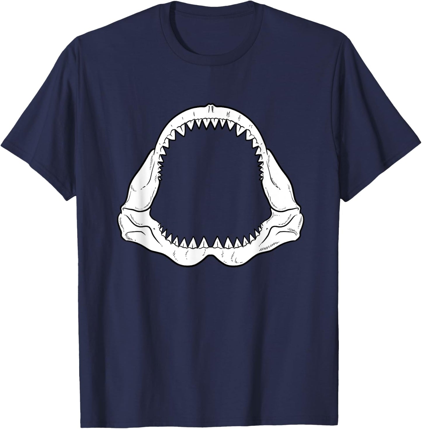 Open Shark Jaws, Bones and Teeth T-Shirt - T-Shirt | Navy