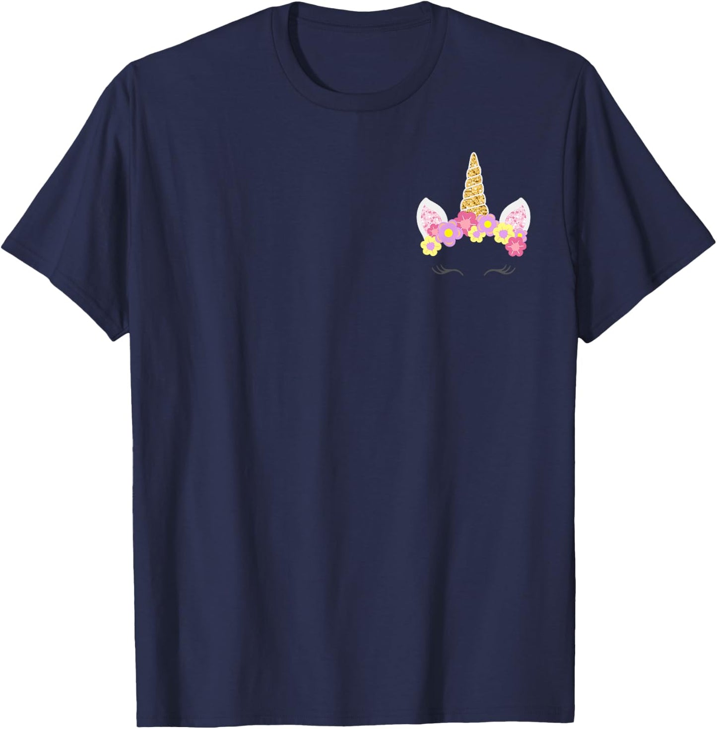 Unicorn Pocket Adorable Unicorns Girls T-Shirt - T-Shirt | Navy
