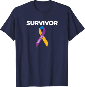 Bladder Cancer Survivor with Awareness Ribbon T-Shirt - T-Shirt | Navy