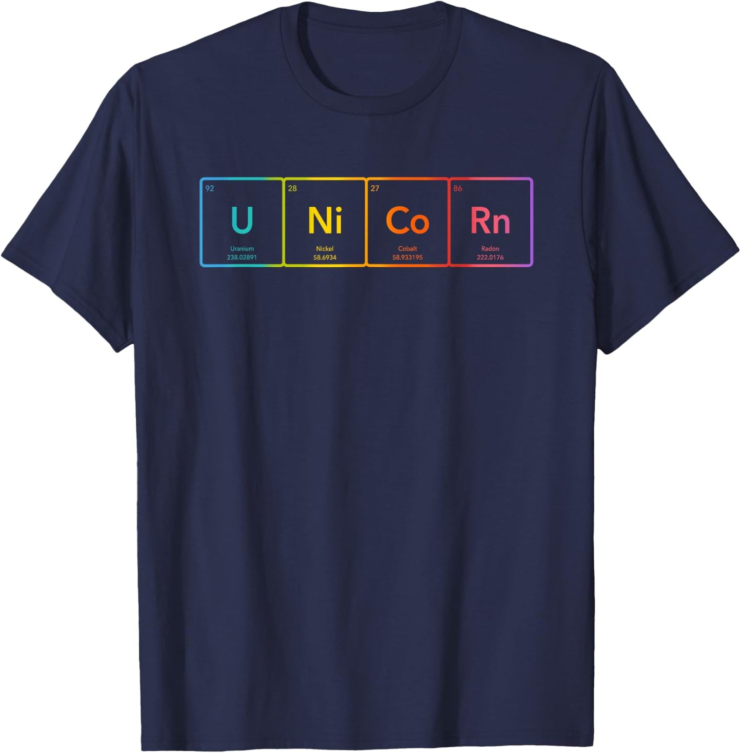 Periodic Table of Elements Rainbow Unicorn T-Shirt - T-Shirt | Navy