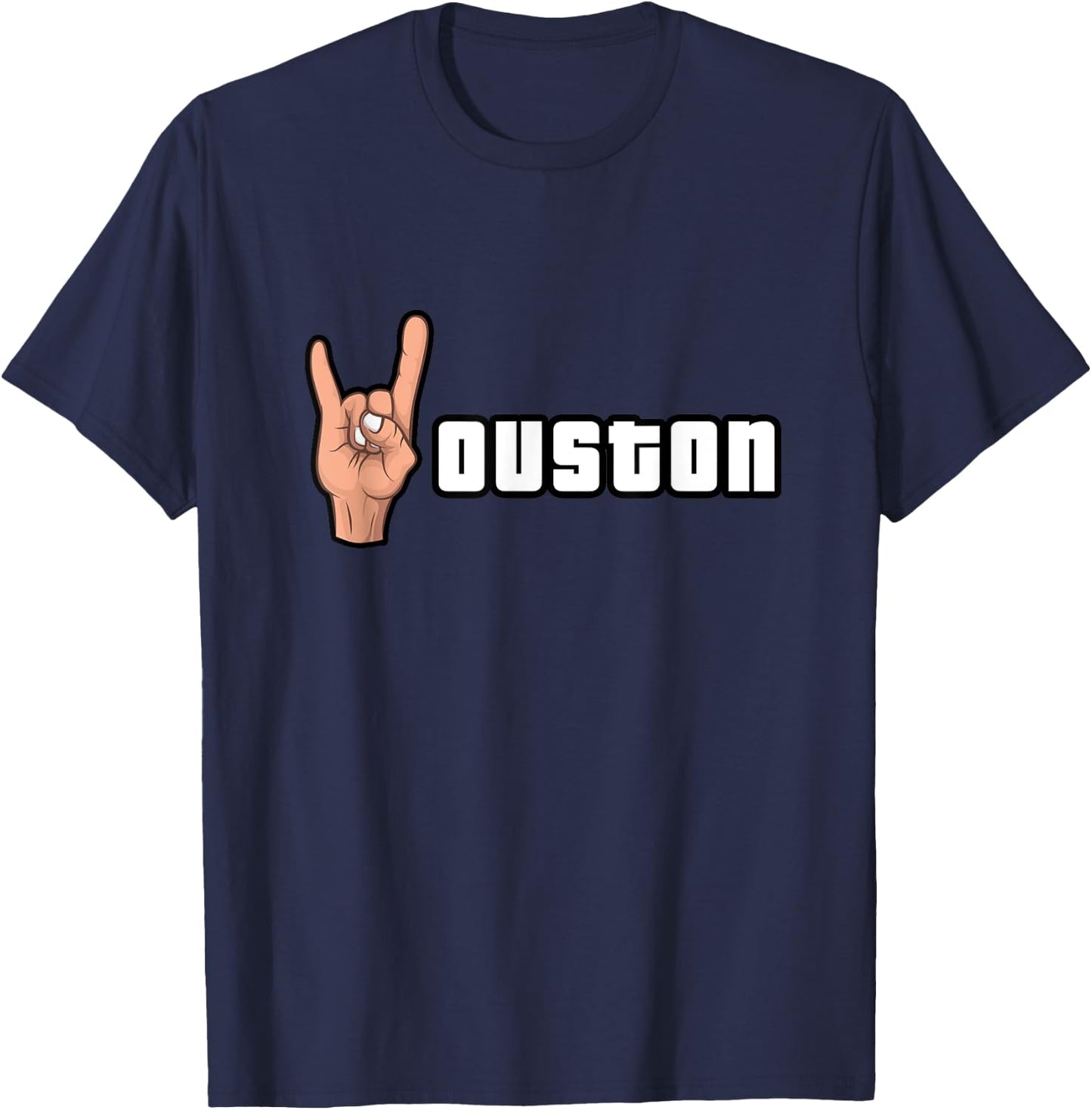 Houston Ouston Hand Gesture For Houston Lovers Texas T-Shirt - T-Shirt | Navy