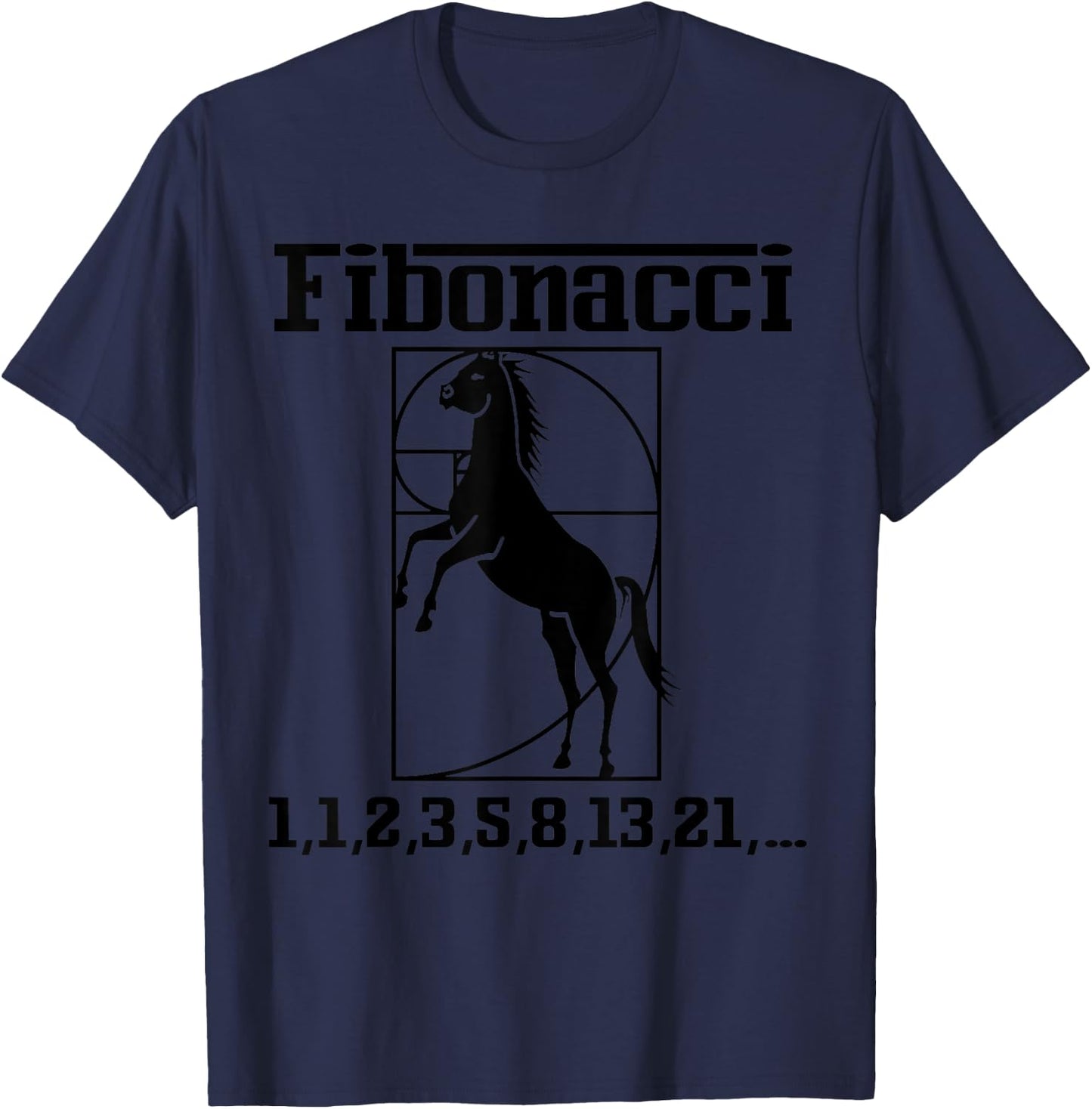 Funny Nerdy Fibonacci Racing Car Horse Math Teacher Gift Men Women Girls Kids T-Shirt - T-Shirt | Navy