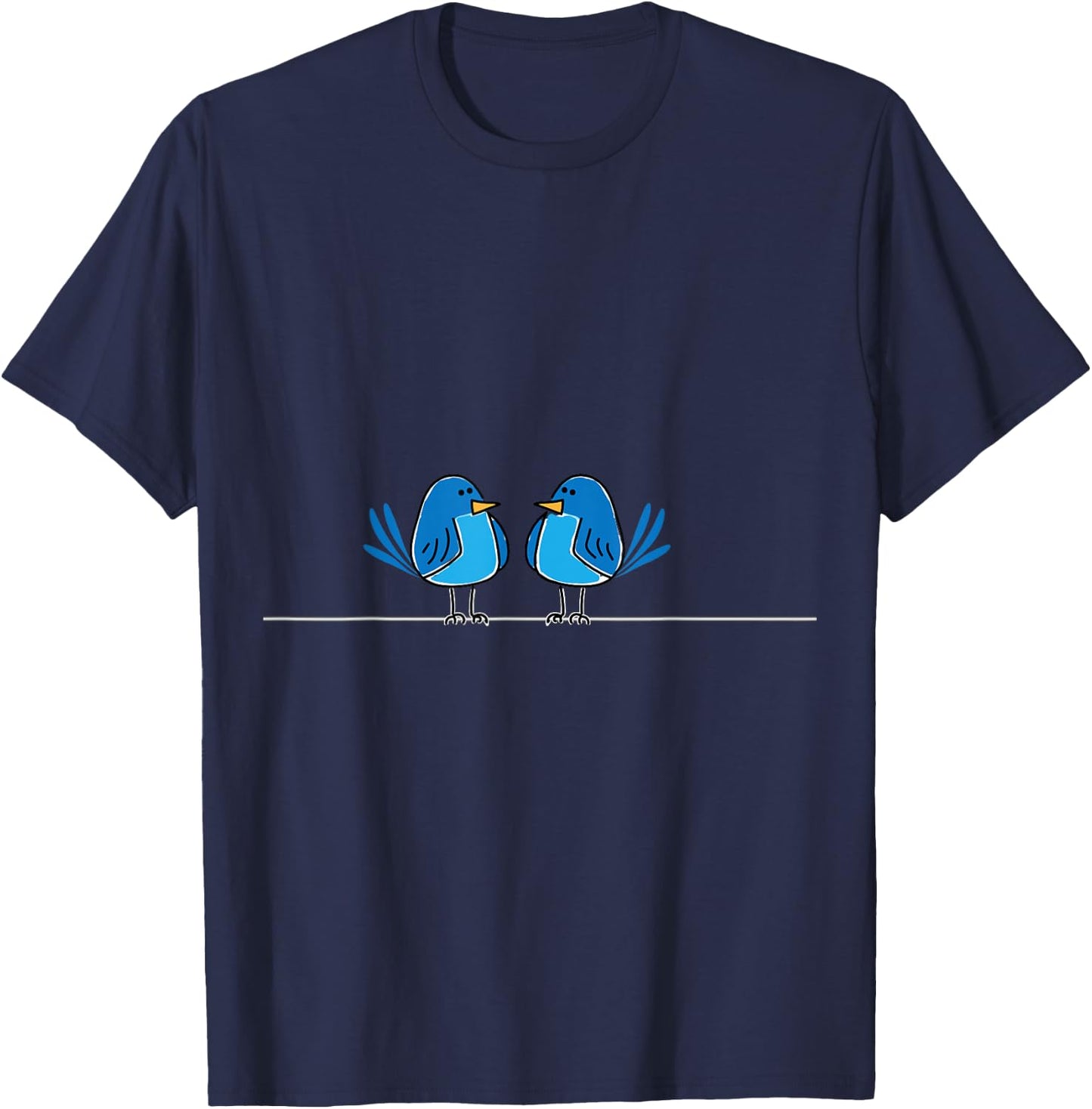 Blue Birds on a wire T-Shirt - T-Shirt | Navy