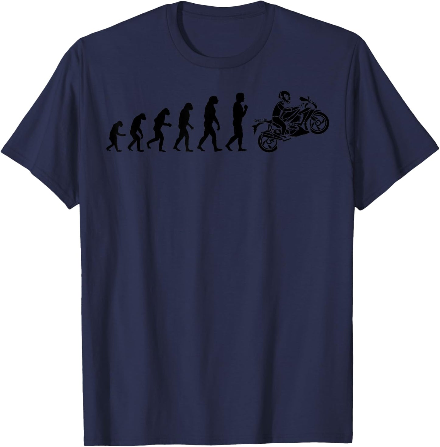 Evolution Motorbike Wheelie | Funny Motor Riders Gift T-Shirt - T-Shirt | Navy