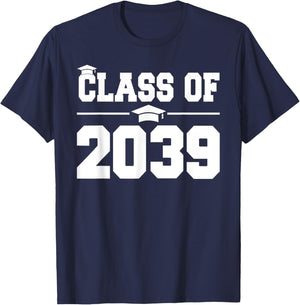 Kindergarten Class of 2039 Grow With Me First Day of School T-Shirt - T-Shirt | Navy
