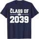 Kindergarten Class of 2039 Grow With Me First Day of School T-Shirt - T-Shirt | Navy