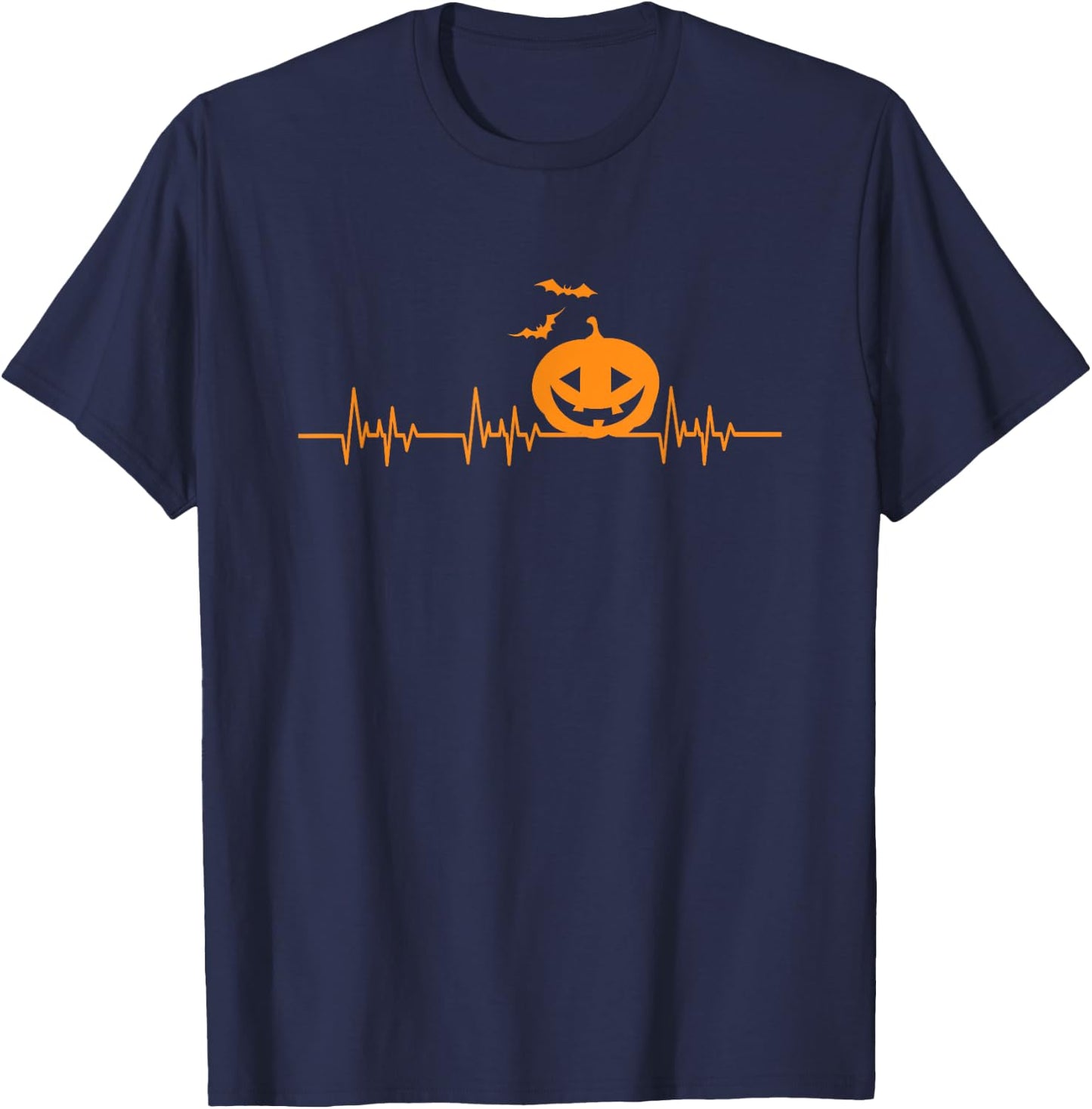 Carved Pumpkin Halloween Heartbeat Nurse T-Shirt - T-Shirt | Navy