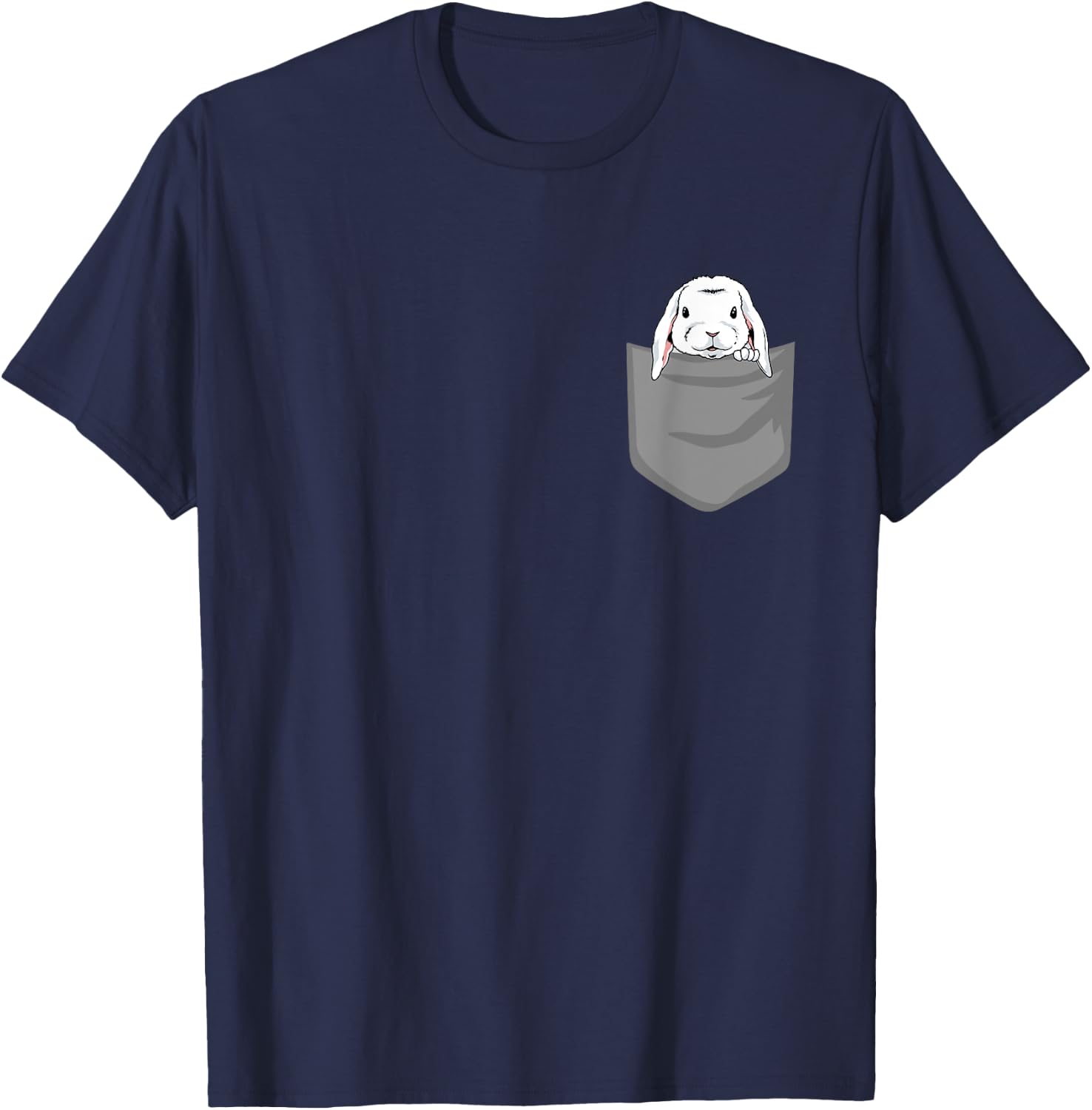 Rabbit in chest pocket, funny rabbit T-Shirt - T-Shirt | Navy