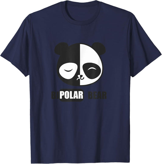 Funny Bipolar Panda Polar Bear Manic Depressive T-Shirt - T-Shirt | Navy