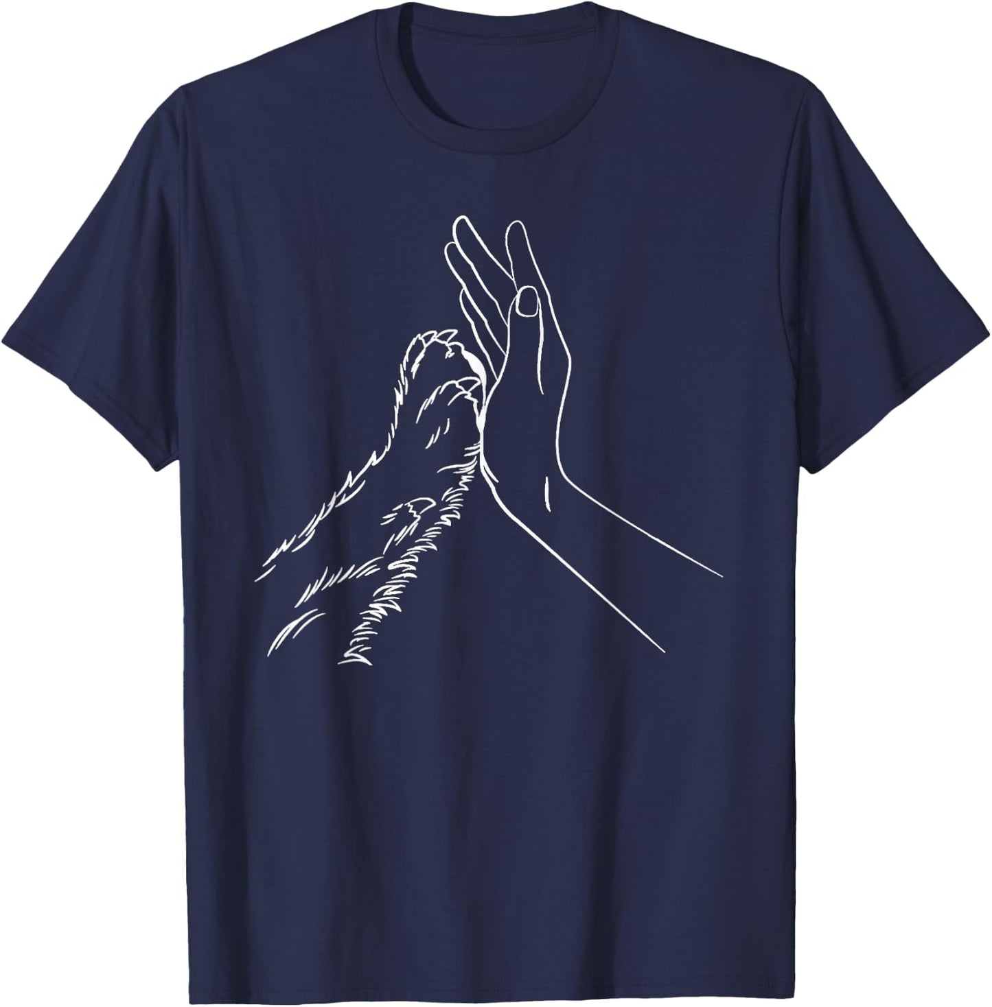 cat katzen motif high five design Men Women T-Shirt - T-Shirt | Navy