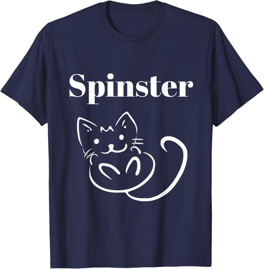 Spinster Cat, funny single girl gift T-Shirt - T-Shirt | Navy