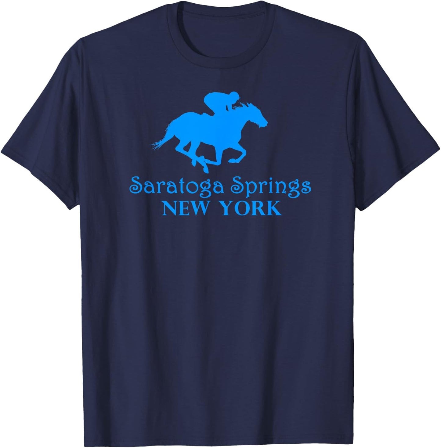 Saratoga Springs Upstate New York Horse Racing Jockey T-Shirt - T-Shirt | Navy