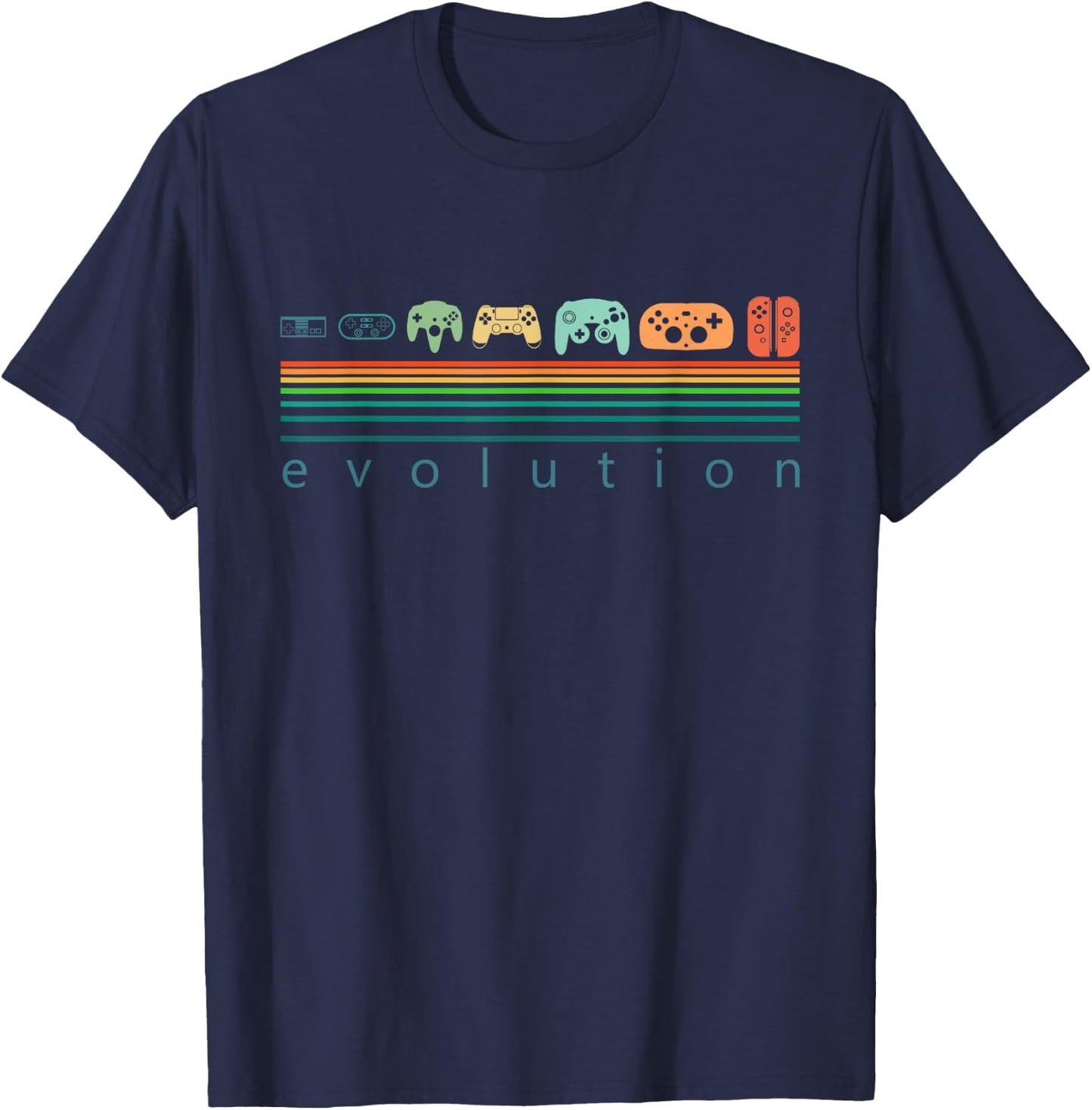 Retro Game Controller Evolution Shirt 80s 90s Game Lover T-Shirt - T-Shirt | Navy