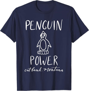 Penguin Power Cut Bank Montana Women's Men's Youth T-Shirt - T-Shirt | Navy