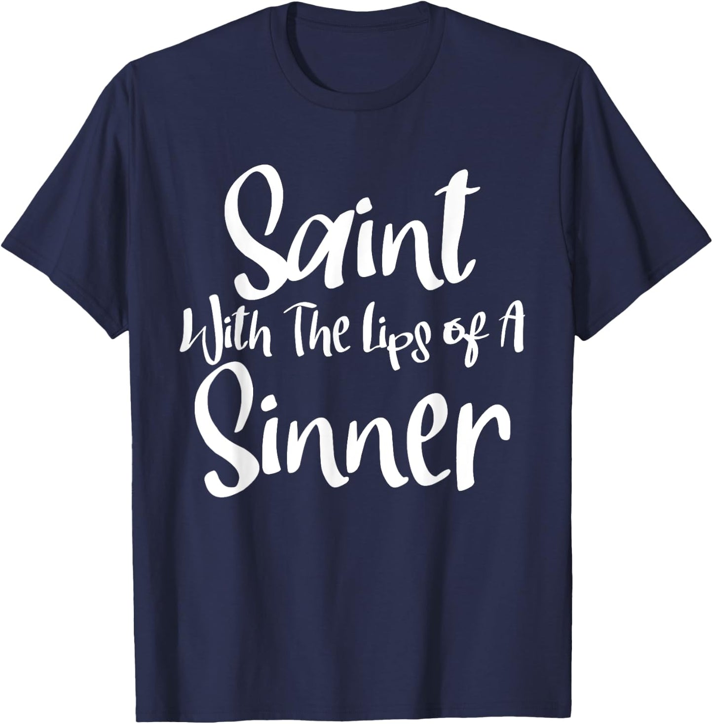 Saint With the Lips of a Sinner Flirty T-Shirt - T-Shirt | Navy