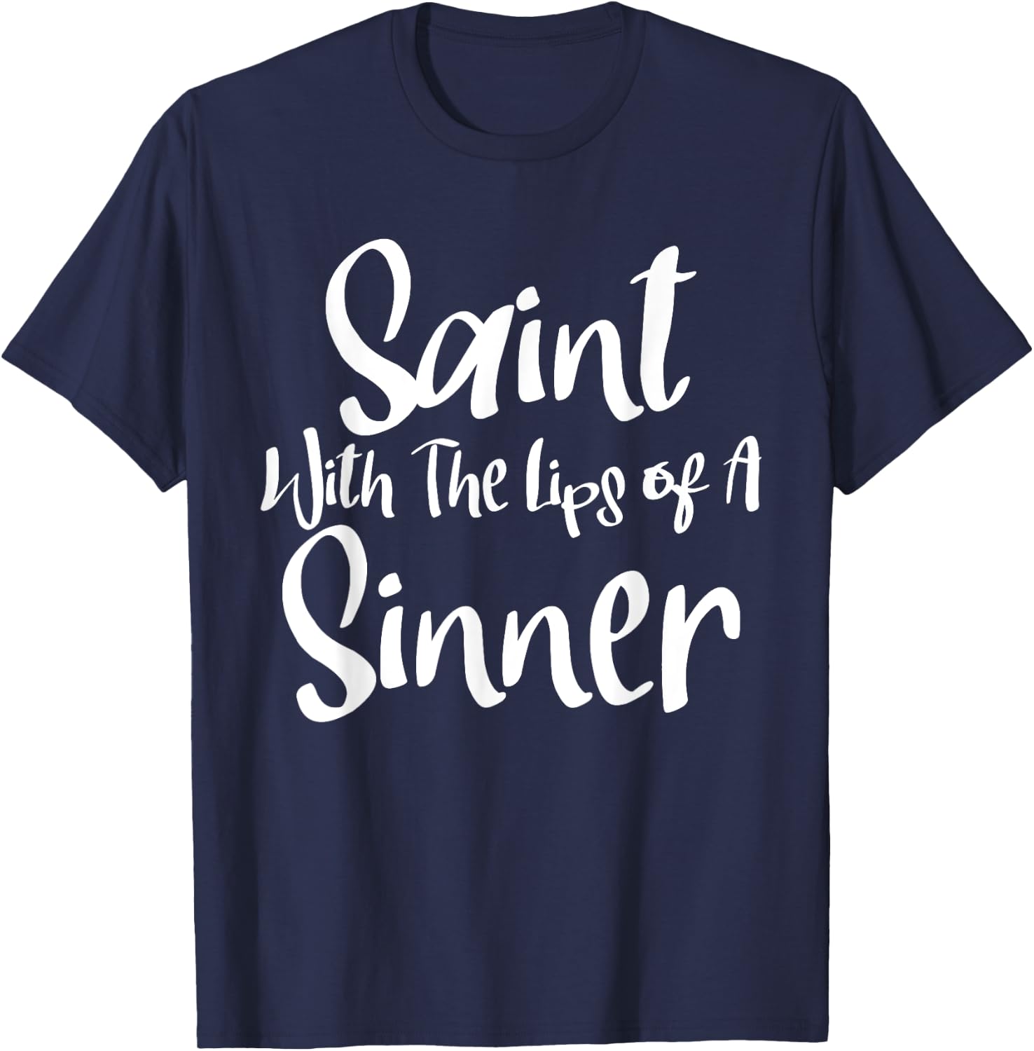 Saint With the Lips of a Sinner Flirty T-Shirt - T-Shirt | Navy