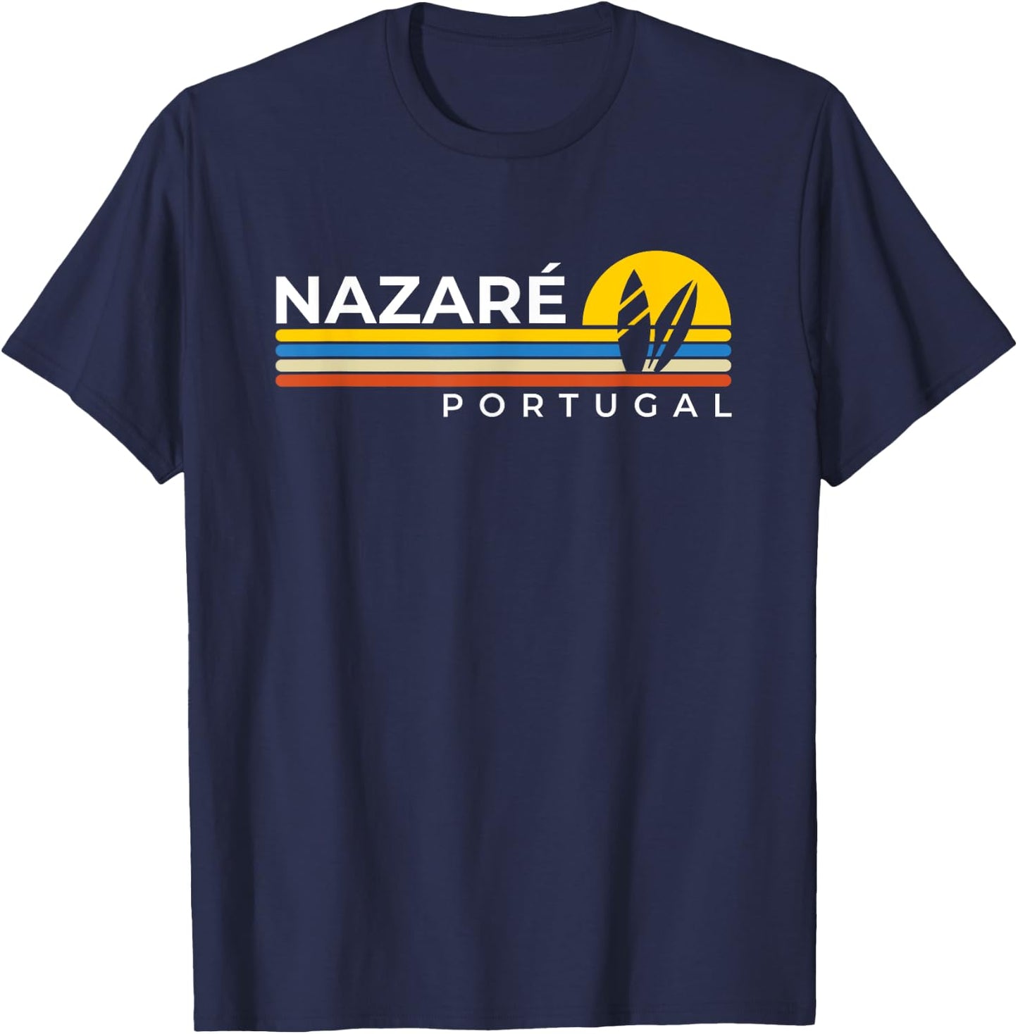 Nazare Portugal Vintage Retro Souvenirs T-Shirt - T-Shirt | Navy