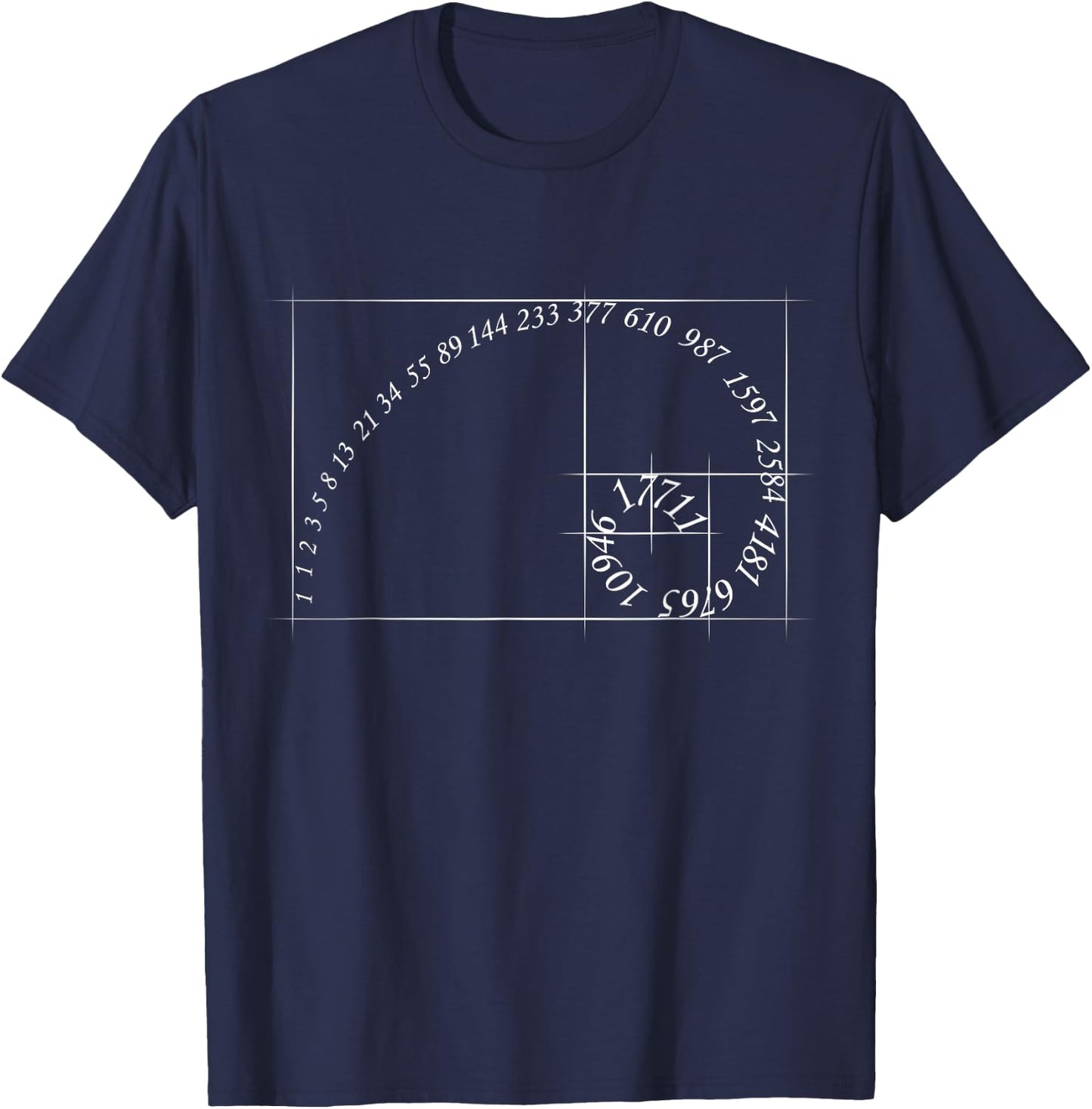 Fibonacci golden ratio spiral design for geometry lovers T-Shirt - T-Shirt | Navy