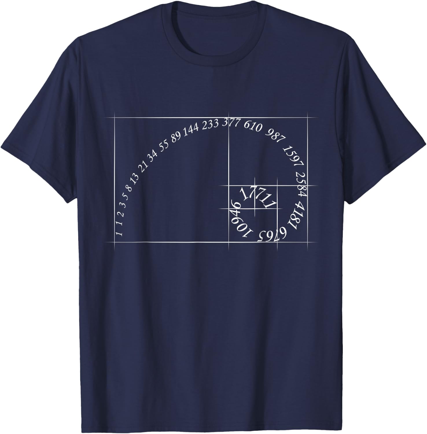 Fibonacci golden ratio spiral design for geometry lovers T-Shirt - T-Shirt | Navy
