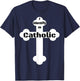I Identify As Catholic Cross T-Shirt - T-Shirt | Navy