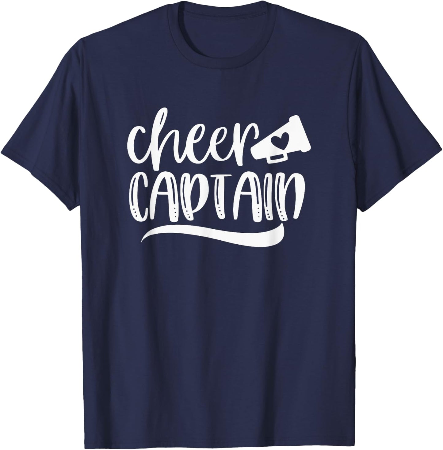 CHEER CAPTAIN, Megaphone with Heart Accent T-Shirt - T-Shirt | Navy