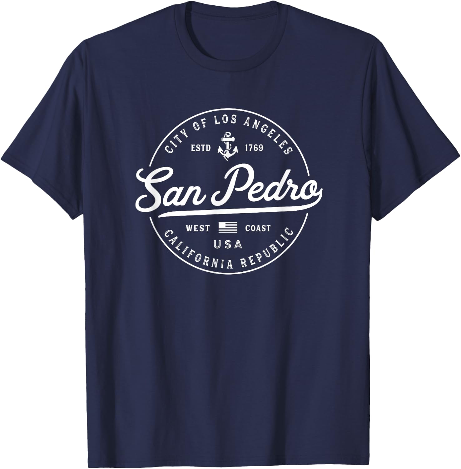 San Pedro California Souvenirs & Gifts Nautical Anchor , -Youth, Black, Small, Short Sleeve T-Shirt - T-Shirt | Navy