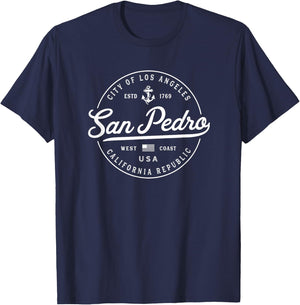 San Pedro California Souvenirs & Gifts Nautical Anchor , -Youth, Black, Small, Short Sleeve T-Shirt - T-Shirt | Navy