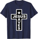 Jesus Saves Christian Faith Bible Cross T-Shirt - T-Shirt | Navy