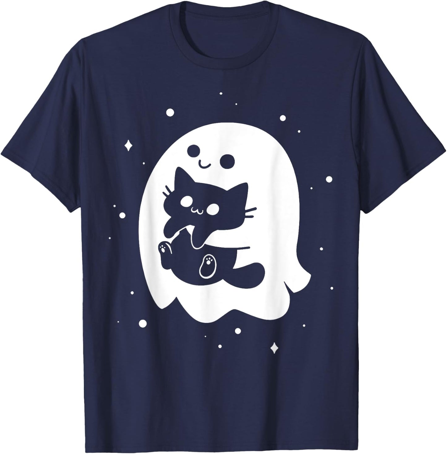 Ghost Spooky Cat Snatcher T-Shirt - T-Shirt | Navy