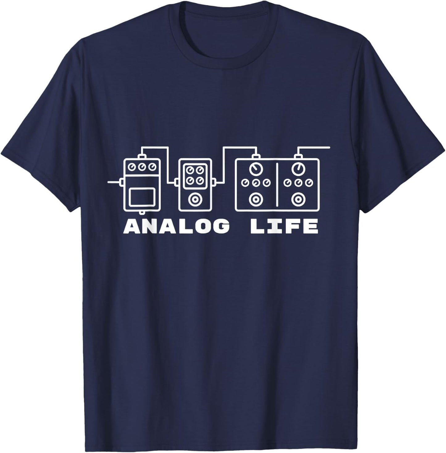 Analog Electric Guitar Effects Pedals T-Shirt - T-Shirt | Navy