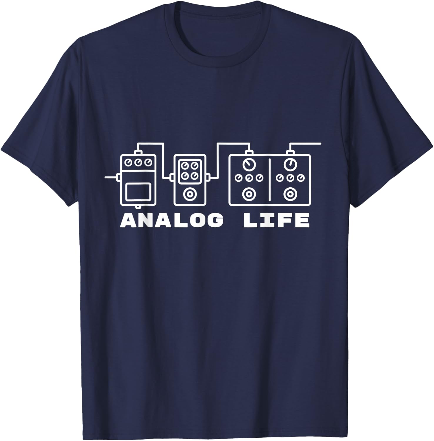 Analog Electric Guitar Effects Pedals T-Shirt - T-Shirt | Navy