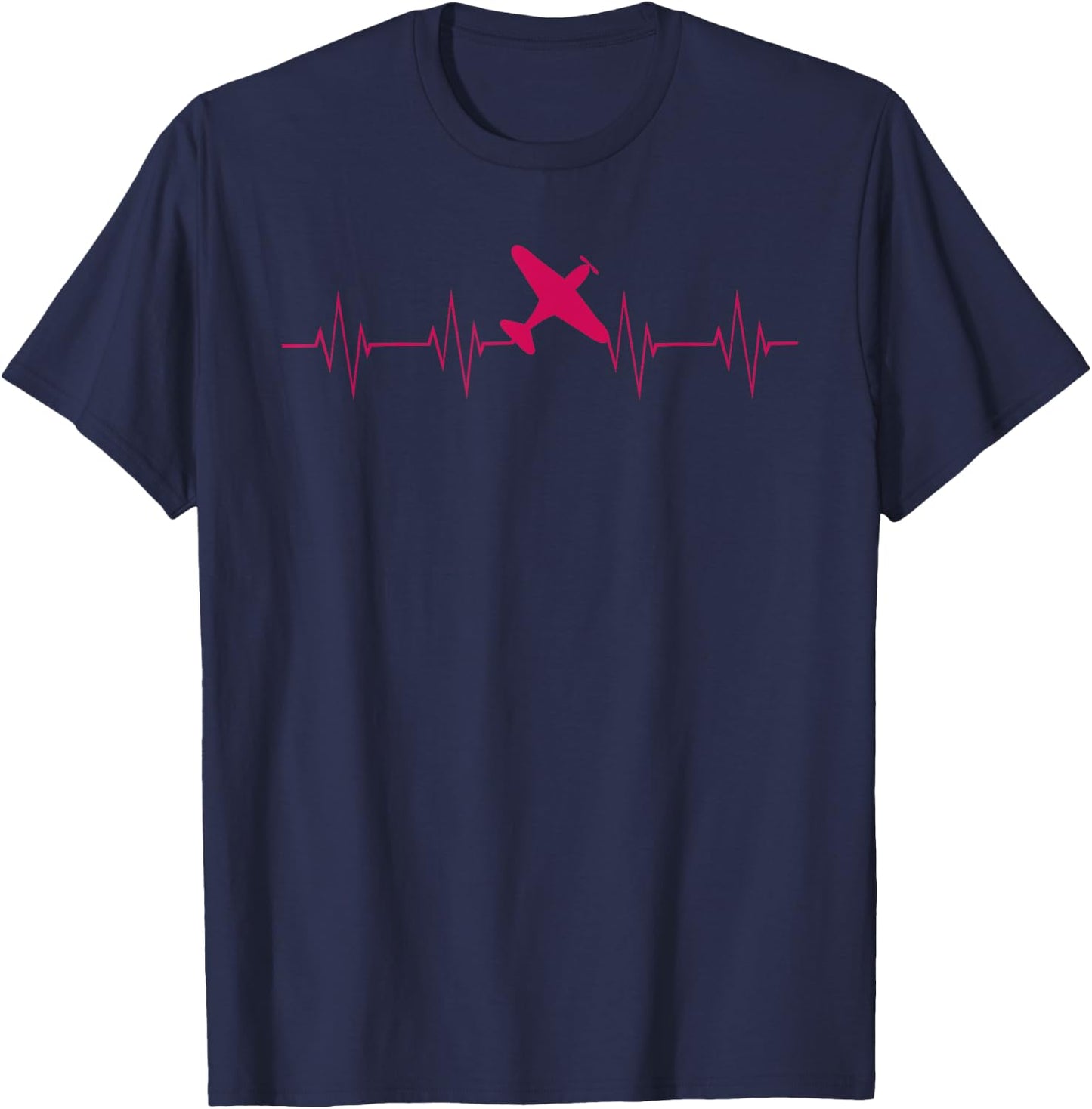 Pilot Airplane heartbeat T-Shirt - T-Shirt | Navy