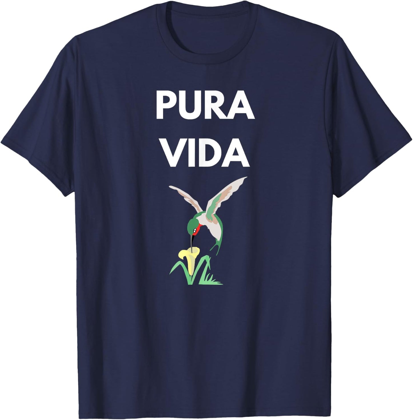 Pura Vida Costa Rica Pure Life Hummingbird T-Shirt - T-Shirt | Navy