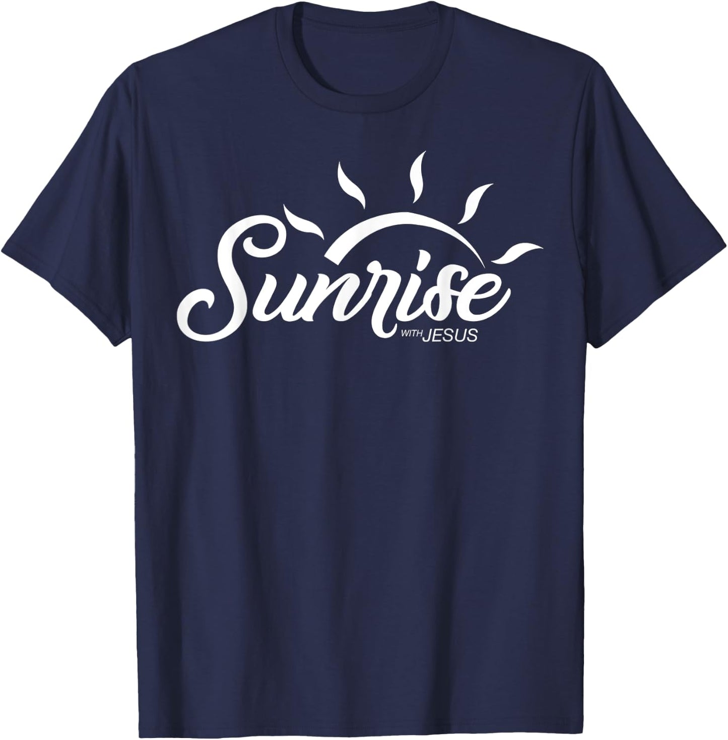 Sunrise with Jesus (Logo in White) T-Shirt - T-Shirt | Navy