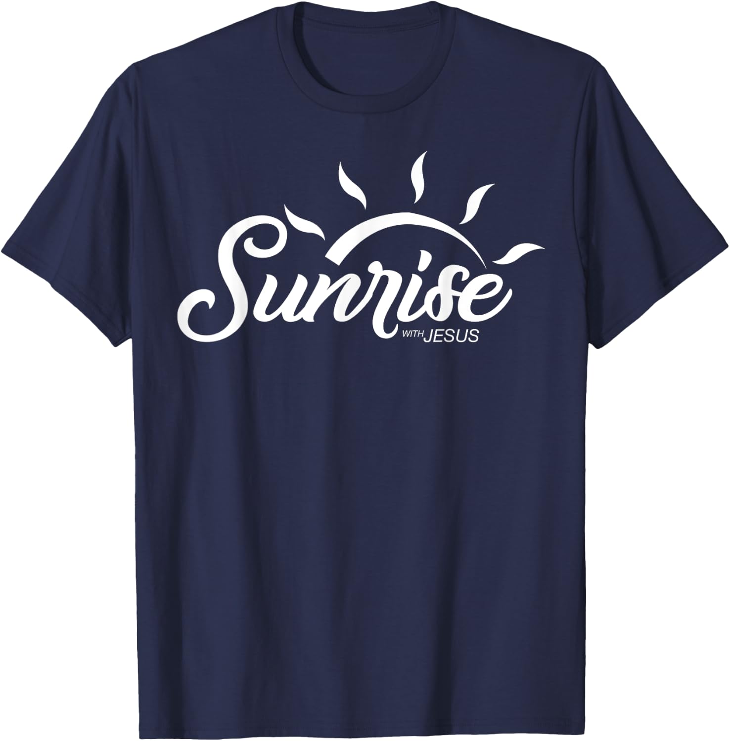 Sunrise with Jesus (Logo in White) T-Shirt - T-Shirt | Navy