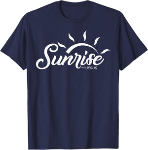 Sunrise with Jesus (Logo in White) T-Shirt - T-Shirt | Navy