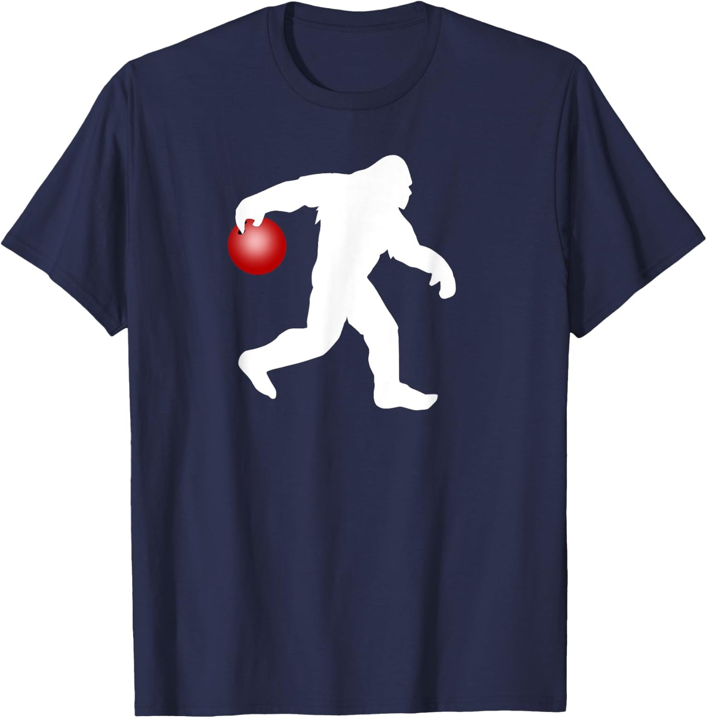 Funny Bigfoot Bowling Shirt, Novelty T-Shirt - T-Shirt | Navy