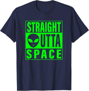 Straight Outta Space Funny Ufo Alien Costume Men Women Kid T-Shirt - T-Shirt | Navy