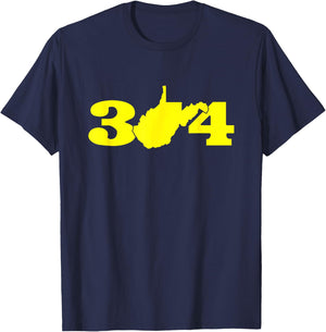 304 West Virginia Blue and Gold T-Shirt - T-Shirt | Navy