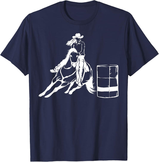 Barrel Racing Rodeo Shirt | Cute Horse Lovers Gift T-Shirt - T-Shirt | Navy